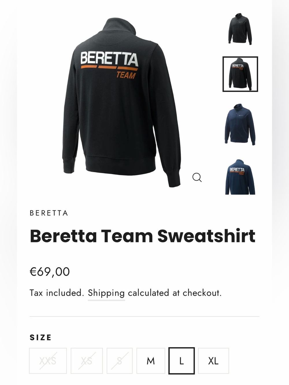Beretta Team Sweatshirt  unisex US Large